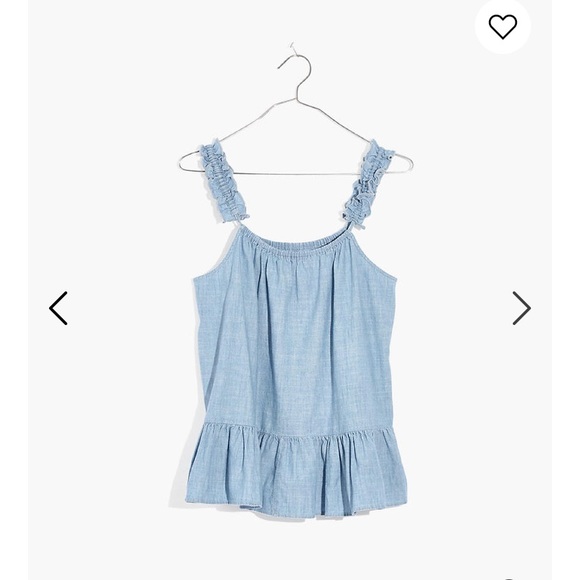 MADEWELL DENIM RUFFLE TOP - Picture 2 of 4
